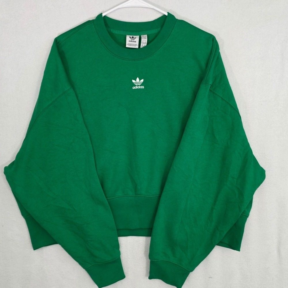 Adidas Adicolor Essentials Sweatshirt XL Green Fleece Cropped Oversized Sport